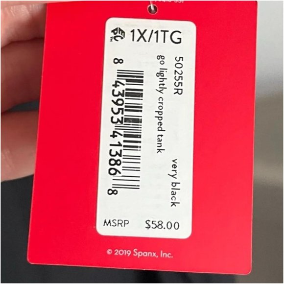 Spanx NWT Women's Very Black GO LIGHTLY Cropped Tank Top, Size 1X - Picture 9 of 9